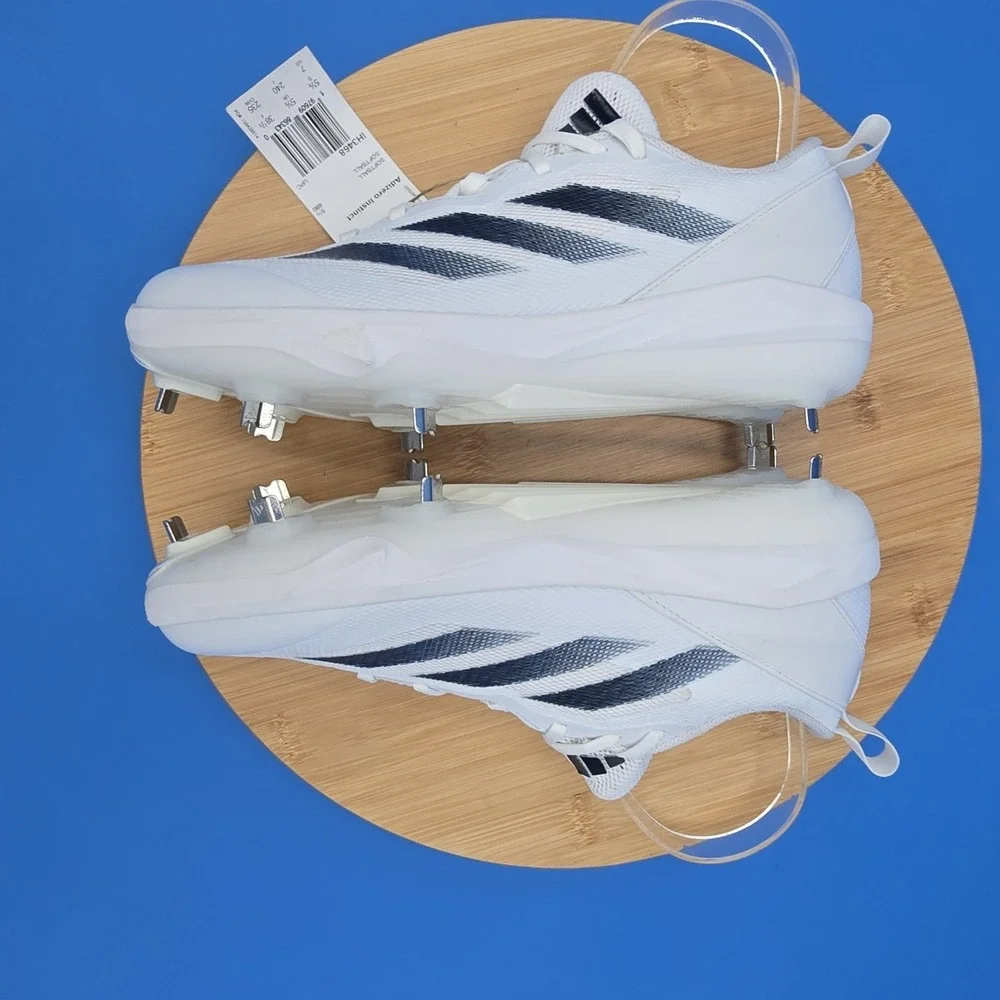 Adidas Adizero Instinct Softball Shoes Metal‎ Cleats White Navy Women 7 IH3468